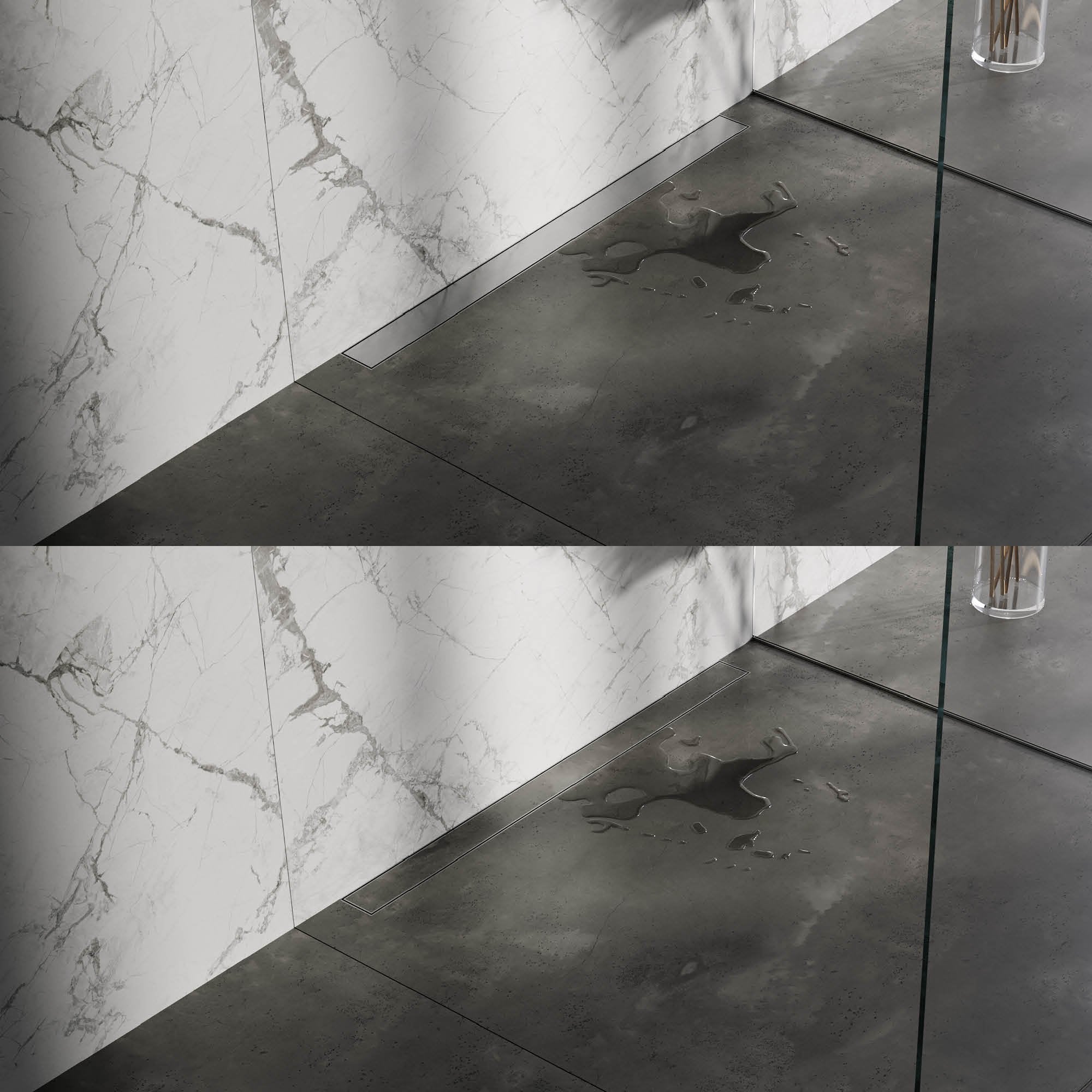 BRAUER Douchegoot met standaard rooster en flens voor wandmontage 7 x 90 RVS geborsteld