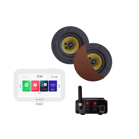 N-JOY CONNECT BADKAMERRADIO,  CONTROLLER (IPX7) + WAND LADER + RUMBA SPEAKERSET (BRUSHED COPPER) BLUETOOTH / 30 WATT / 230V/12V