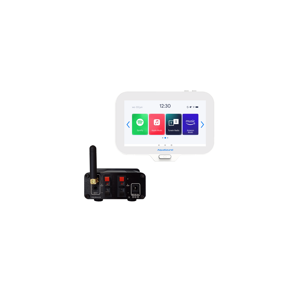 N-JOY CONNECT BADKAMERRADIO,  CONTROLLER (IPX7) + WAND LADER + BLUETOOTH VERSTERKER / 50 WATT / 230V/12V