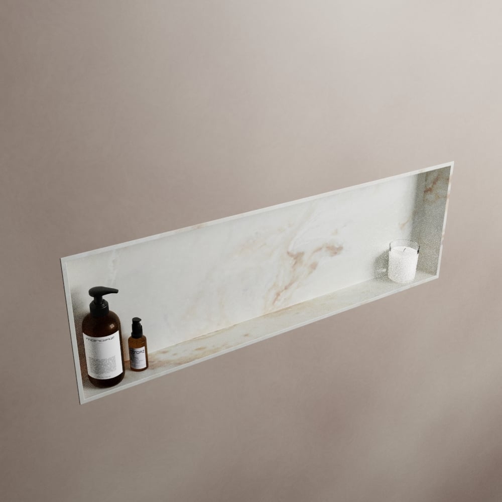 MONDIAZ EASY Nis 89,5x29,5cm in solid surface kleur Frappe. 1 vak  geschikt voor in- of opbouw