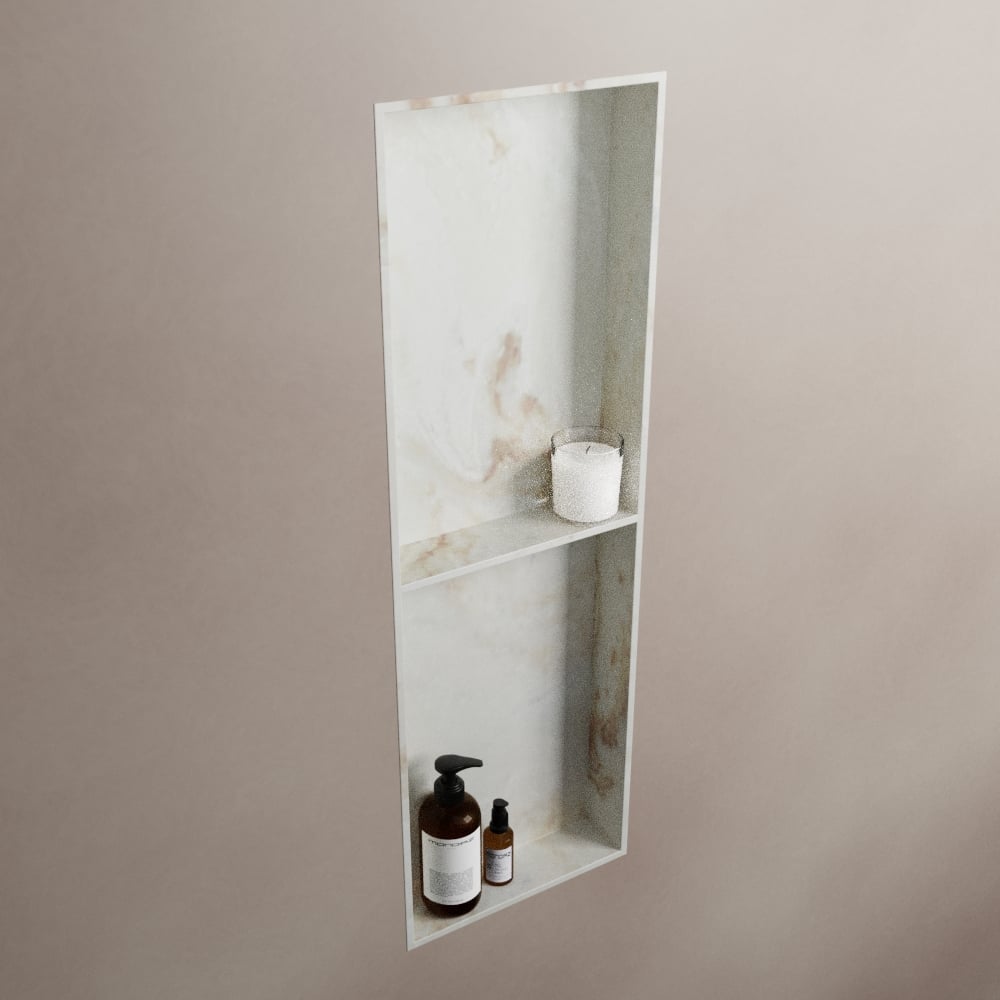 MONDIAZ EASY Nis 59,5x29,5cm in solid surface kleur Frappe. 3 vakken  geschikt voor in- of opbouw