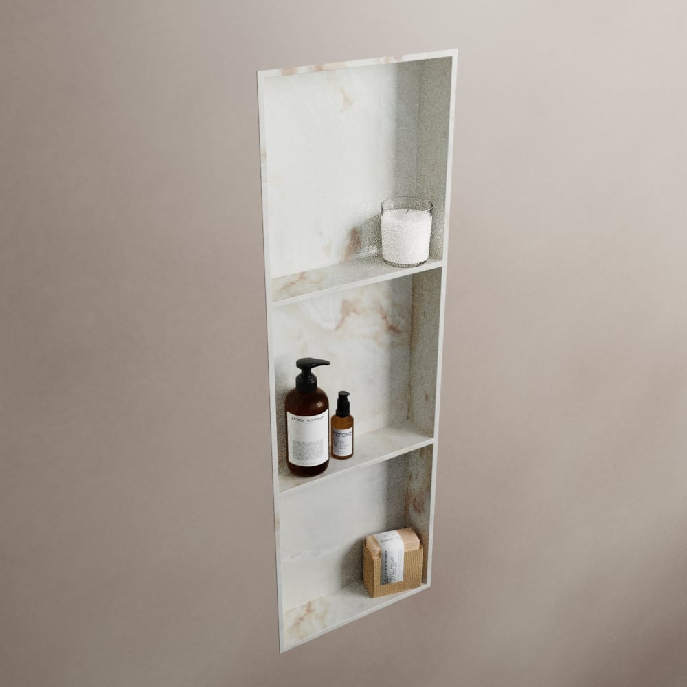 MONDIAZ EASY Nis 89,5x29,5cm in solid surface kleur Frappe. 3 vakken  geschikt voor in- of opbouw