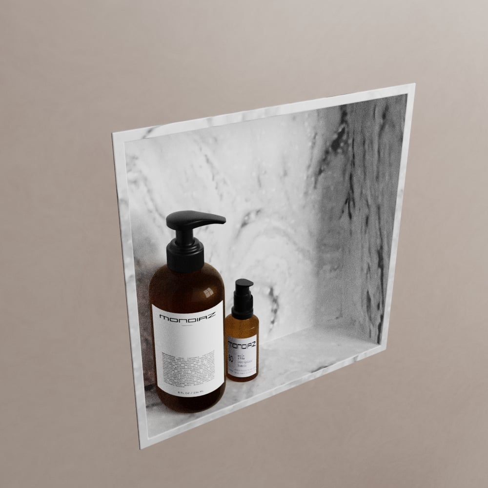 MONDIAZ EASY Nis 29,5x29,5cm in solid surface kleur Glace. 1 vak  geschikt voor in- of opbouw