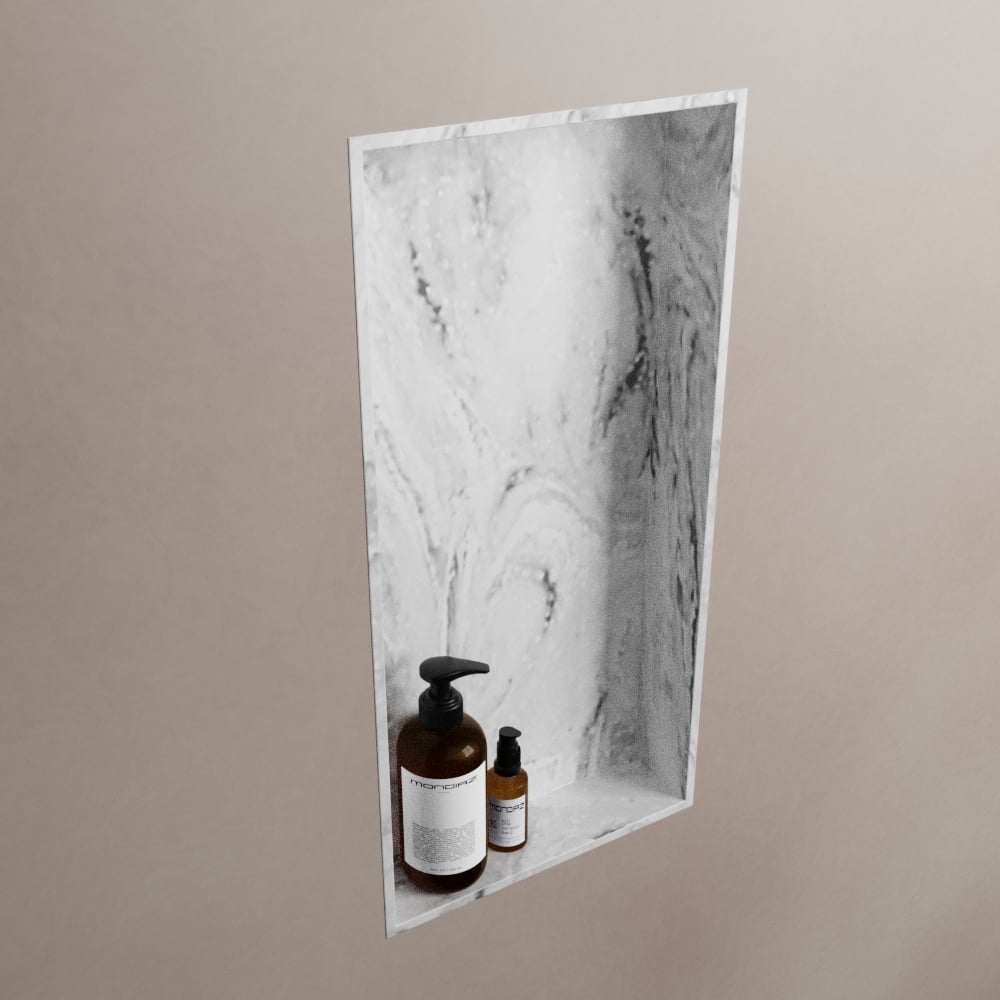 MONDIAZ EASY Nis 59,5x29,5cm in solid surface kleur Glace. 1 vak  geschikt voor in- of opbouw