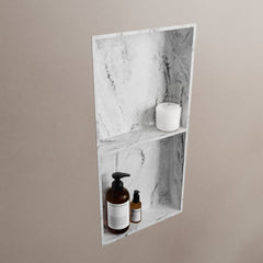 MONDIAZ EASY Nis 59,5x29,5cm in solid surface kleur Glace. 2 vakken geschikt voor in- of opbouw