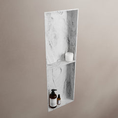 MONDIAZ EASY Nis 59,5x29,5cm in solid surface kleur Glace. 3 vakken  geschikt voor in- of opbouw