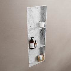 MONDIAZ EASY Nis 89,5x29,5cm in solid surface kleur Glace. 3 vakken  geschikt voor in- of opbouw