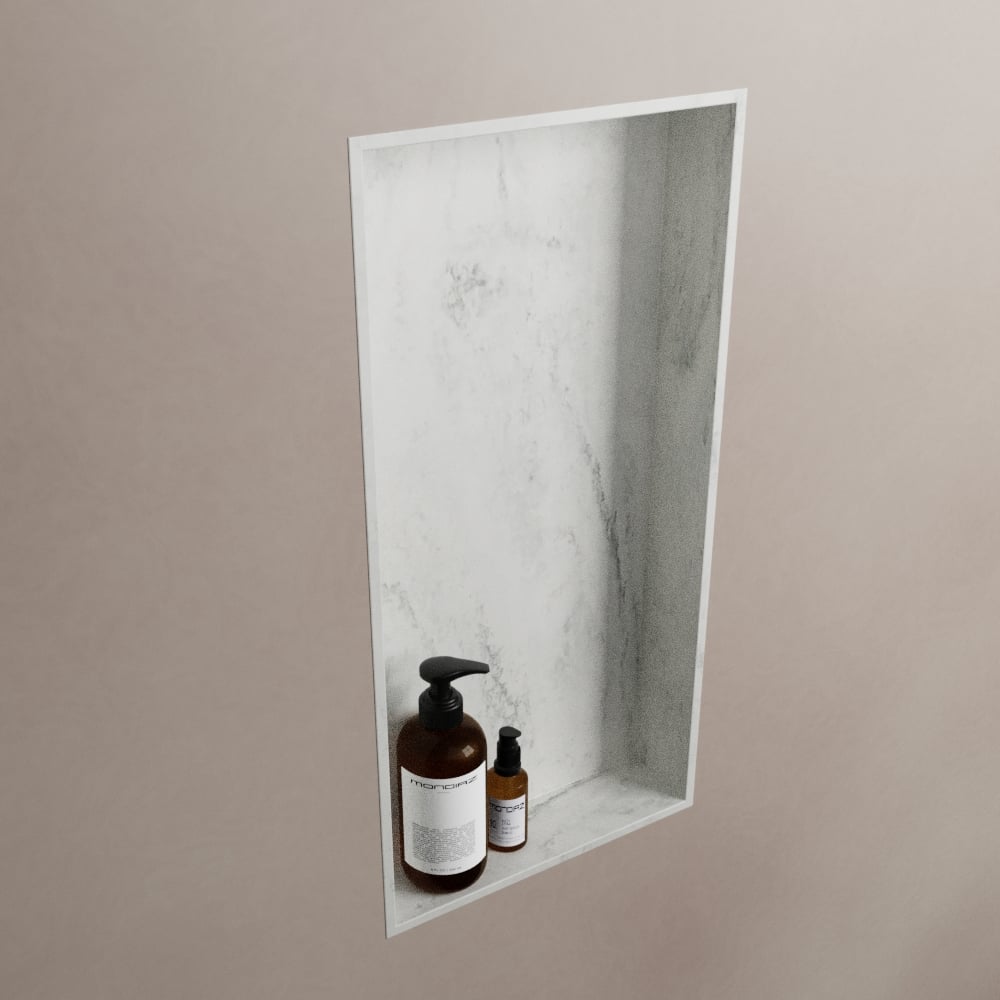 MONDIAZ EASY Nis 59,5x29,5cm in solid surface kleur Opalo. 1 vak  geschikt voor in- of opbouw