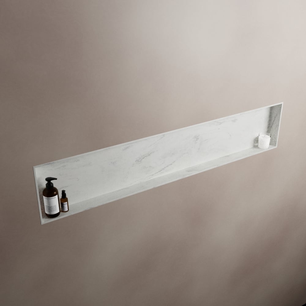 MONDIAZ EASY Nis 149,5x29,5cm in solid surface kleur Opalo. 1 vak  geschikt voor in- of opbouw