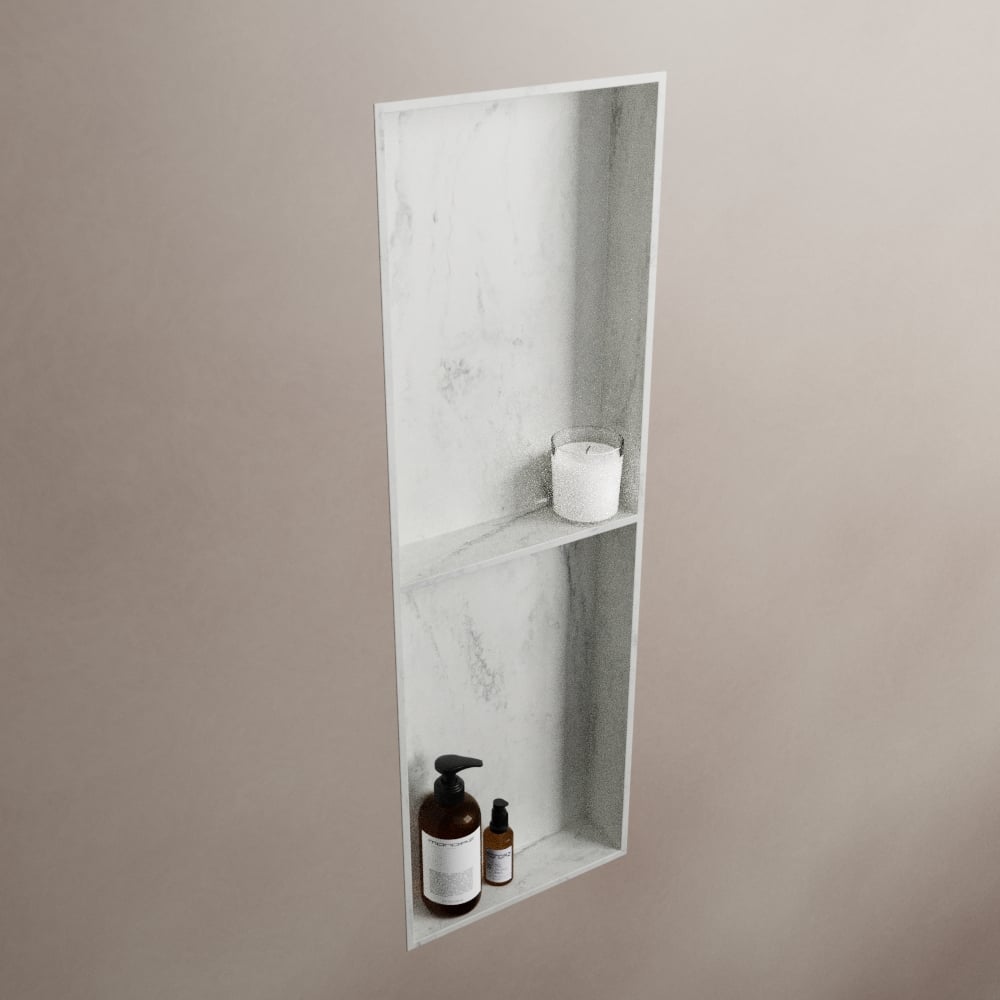 MONDIAZ EASY Nis 59,5x29,5cm in solid surface kleur Opalo. 3 vakken  geschikt voor in- of opbouw