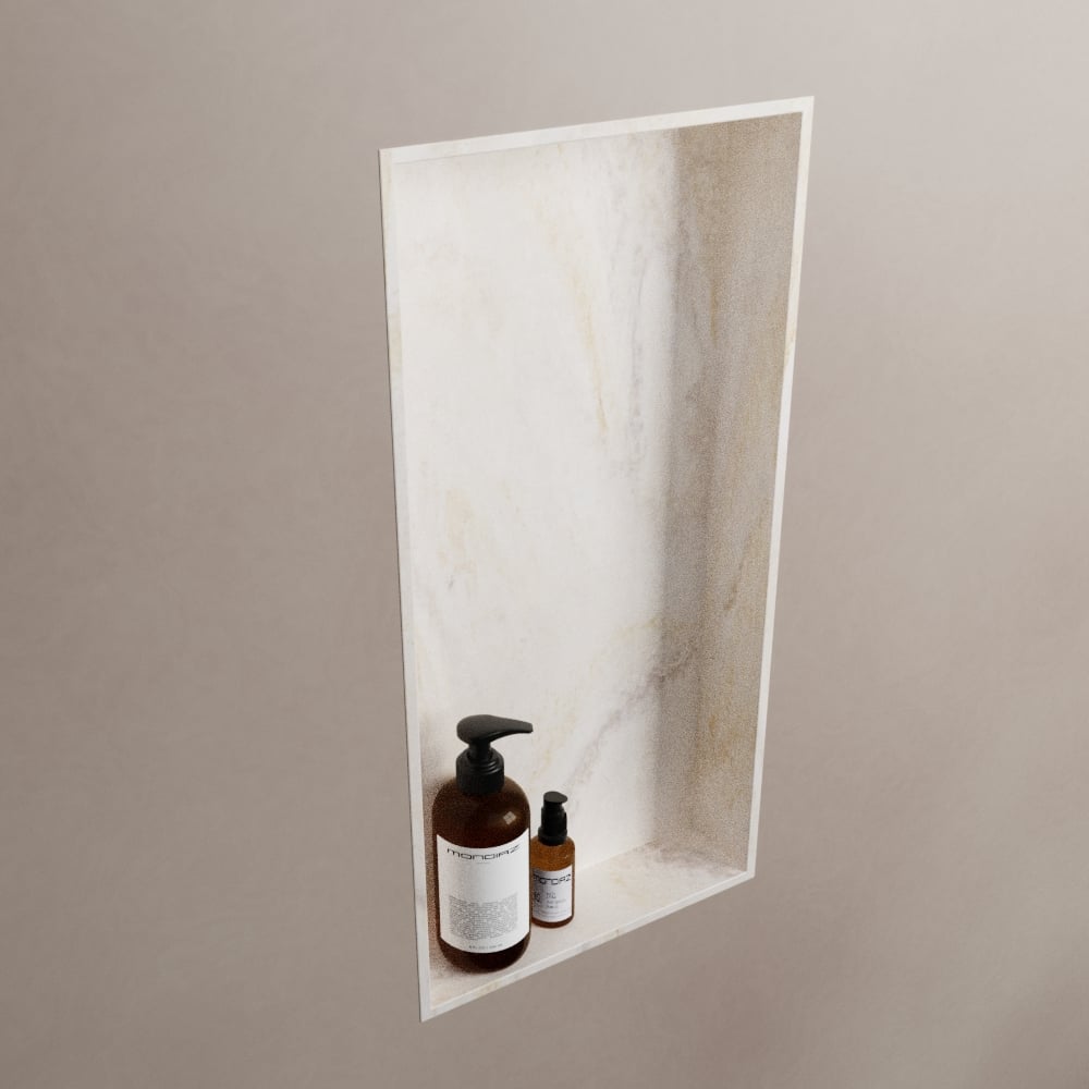 MONDIAZ EASY Nis 59,5x29,5cm in solid surface kleur Ostra. 1 vak  geschikt voor in- of opbouw