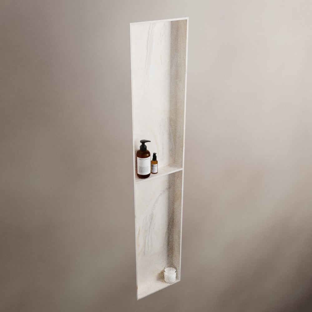 MONDIAZ EASY Nis 89,5x29,5cm in solid surface kleur Ostra. 2 vakken geschikt voor in- of opbouw