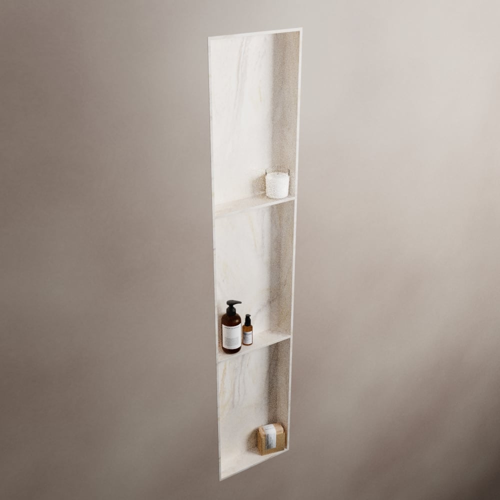 MONDIAZ EASY Nis 149,5x29,5cm in solid surface kleur Ostra. 3 vakken  geschikt voor in- of opbouw