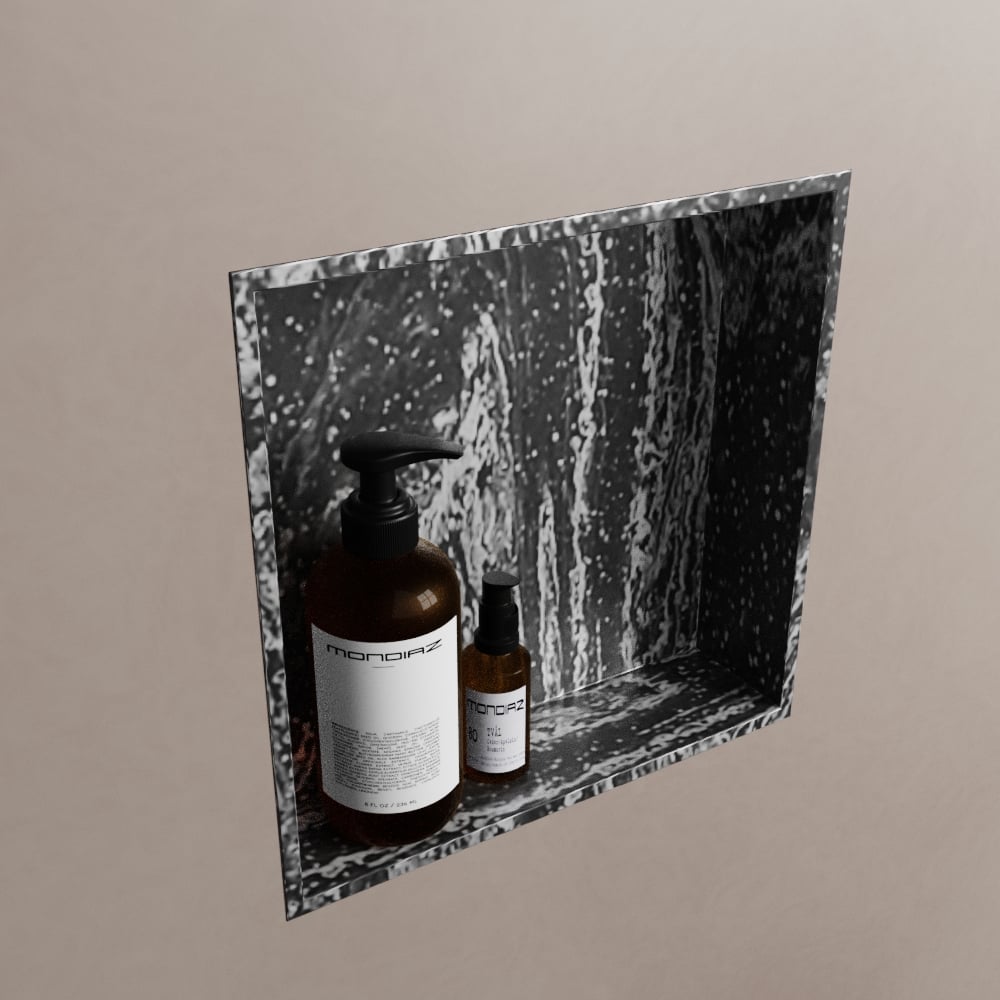 MONDIAZ EASY Nis 29,5x29,5cm in solid surface kleur Lava. 1 vak  geschikt voor in- of opbouw