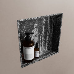 MONDIAZ EASY Nis 29,5x29,5cm in solid surface kleur Lava. 1 vak  geschikt voor in- of opbouw