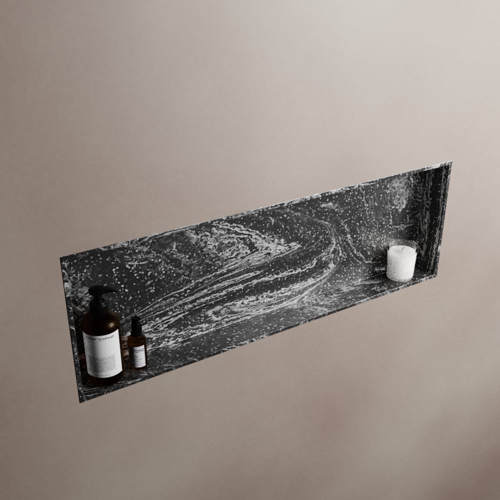 MONDIAZ EASY Nis 89,5x29,5cm in solid surface kleur Lava. 1 vak  geschikt voor in- of opbouw