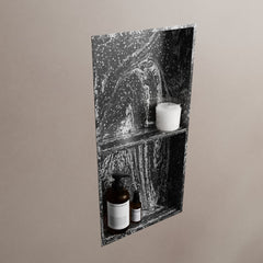 MONDIAZ EASY Nis 59,5x29,5cm in solid surface kleur Lava. 2 vakken geschikt voor in- of opbouw