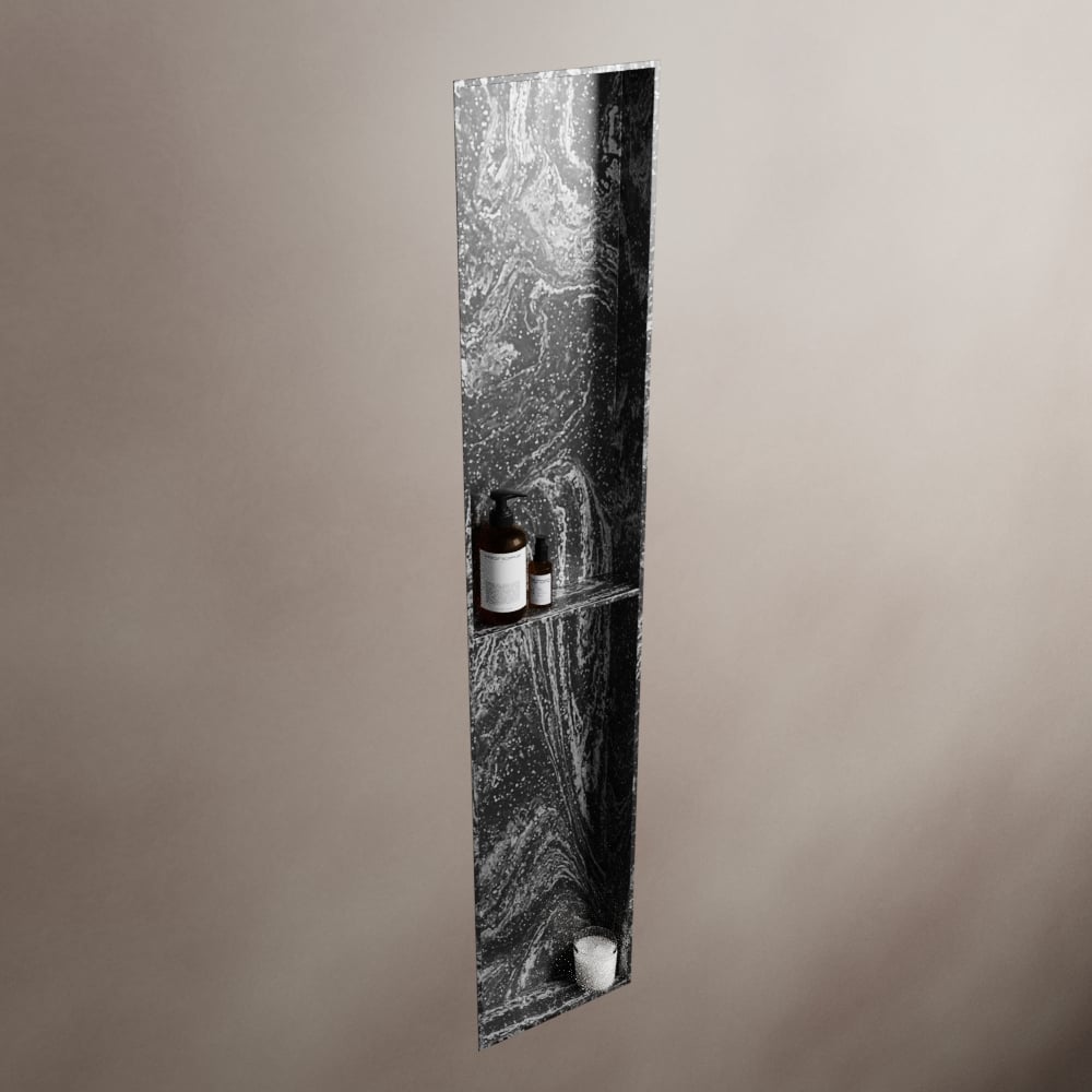 MONDIAZ EASY Nis 89,5x29,5cm in solid surface kleur Lava. 2 vakken geschikt voor in- of opbouw
