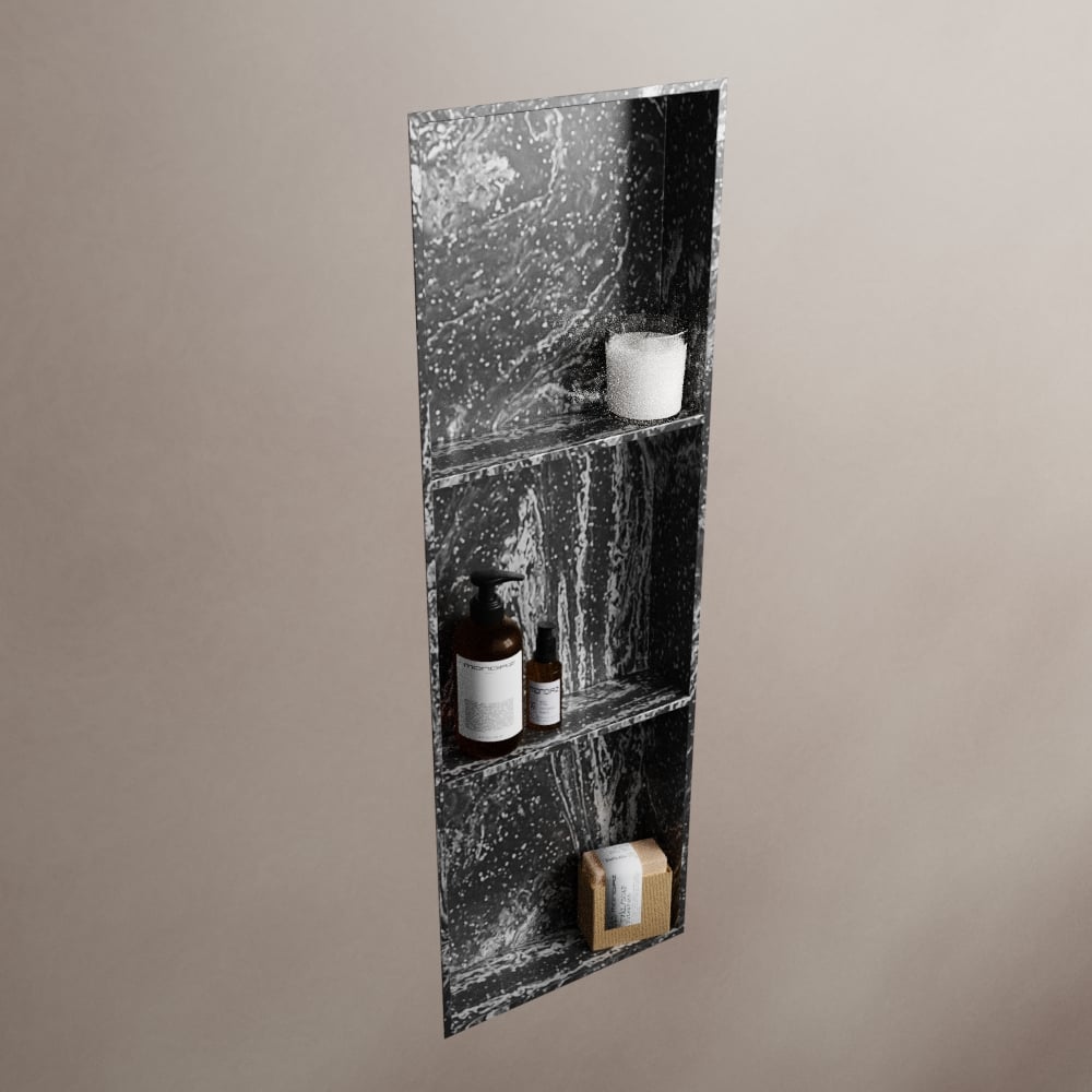MONDIAZ EASY Nis 89,5x29,5cm in solid surface kleur Lava. 3 vakken  geschikt voor in- of opbouw