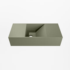 MONDIAZ TYNE 50cm fontein solid surface kleur Army. Positie wastafel links