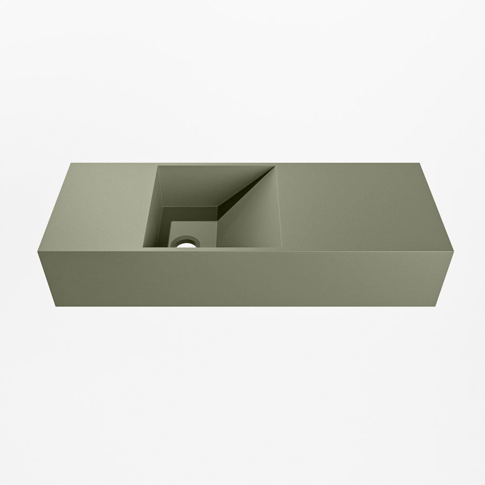 MONDIAZ TYNE 60cm fontein solid surface kleur Army. Positie wastafel links