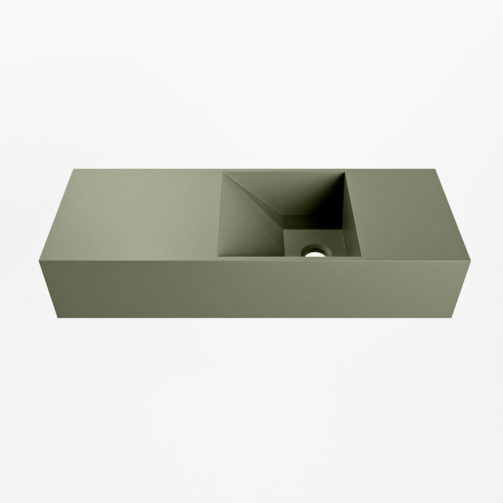 MONDIAZ TYNE 60cm fontein solid surface kleur Army. Positie wastafel rechts