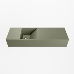 MONDIAZ TYNE 70cm fontein solid surface kleur Army. Positie wastafel links