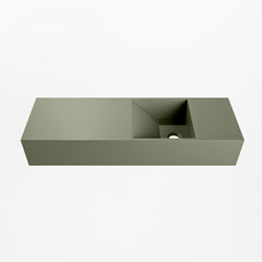 MONDIAZ TYNE 70cm fontein solid surface kleur Army. Positie wastafel rechts