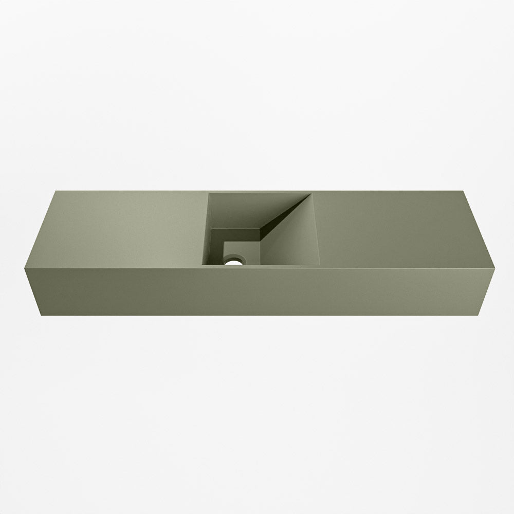 MONDIAZ TYNE 80cm fontein solid surface kleur Army. Positie wastafel midden