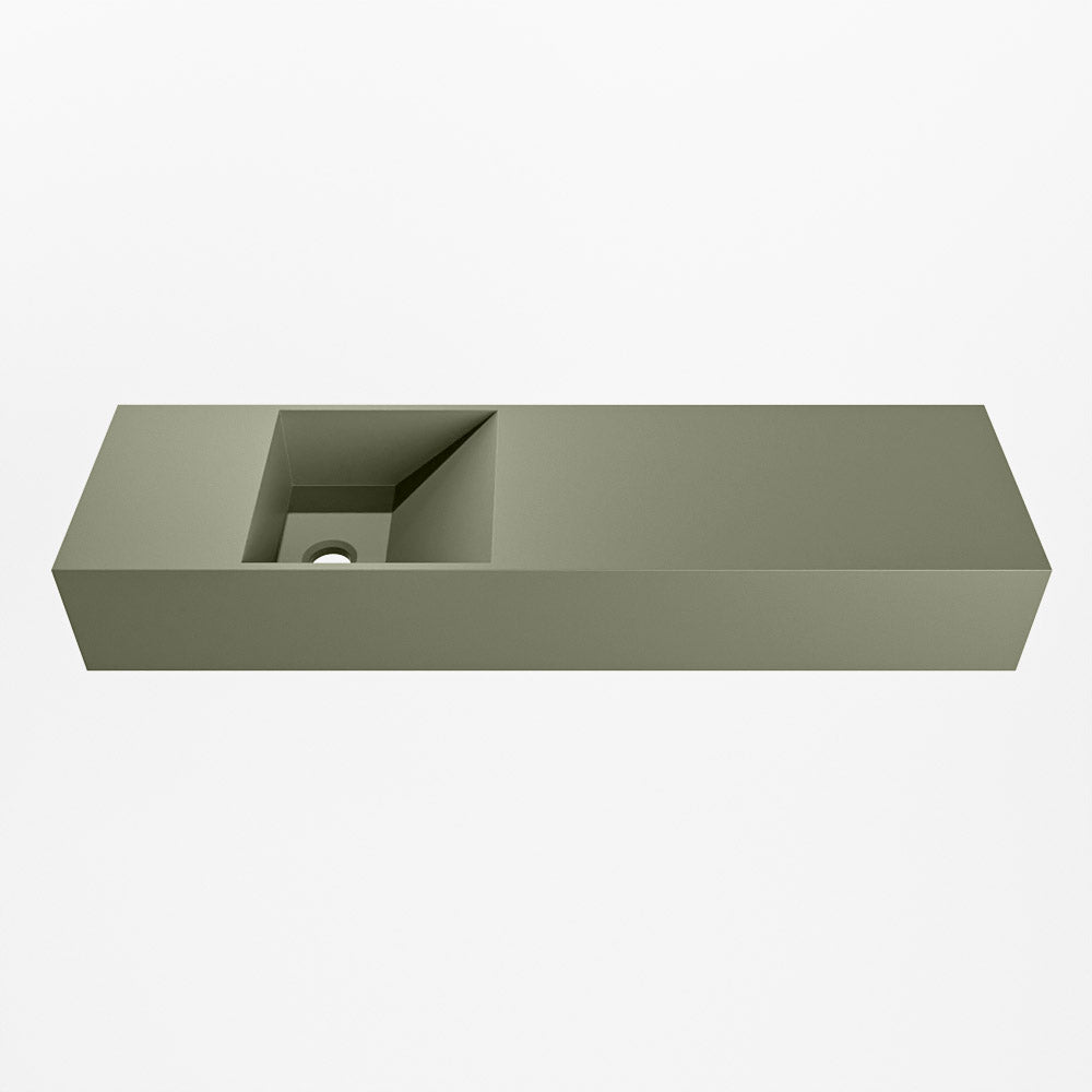 MONDIAZ TYNE 80cm fontein solid surface kleur Army. Positie wastafel links