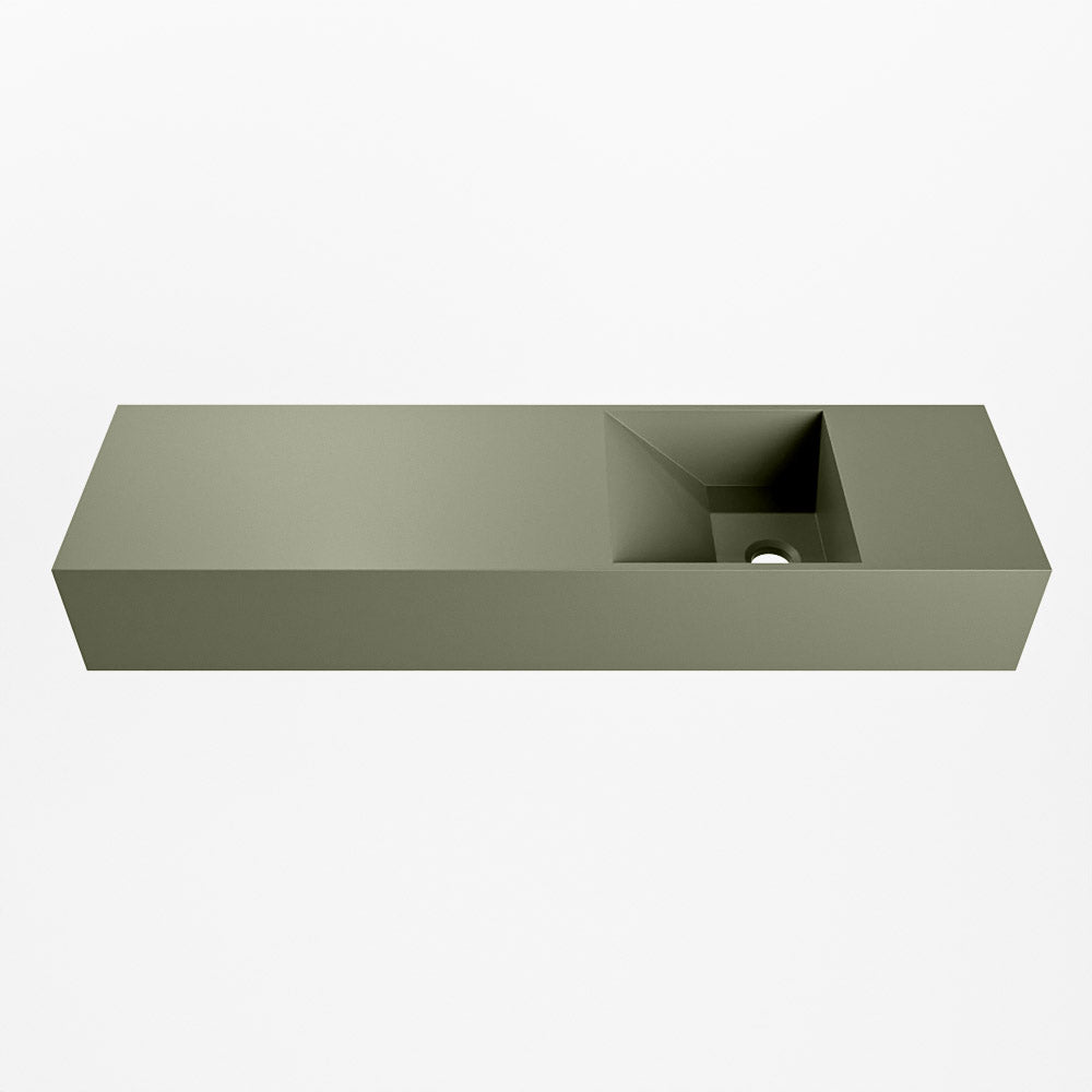 MONDIAZ TYNE 80cm fontein solid surface kleur Army. Positie wastafel rechts