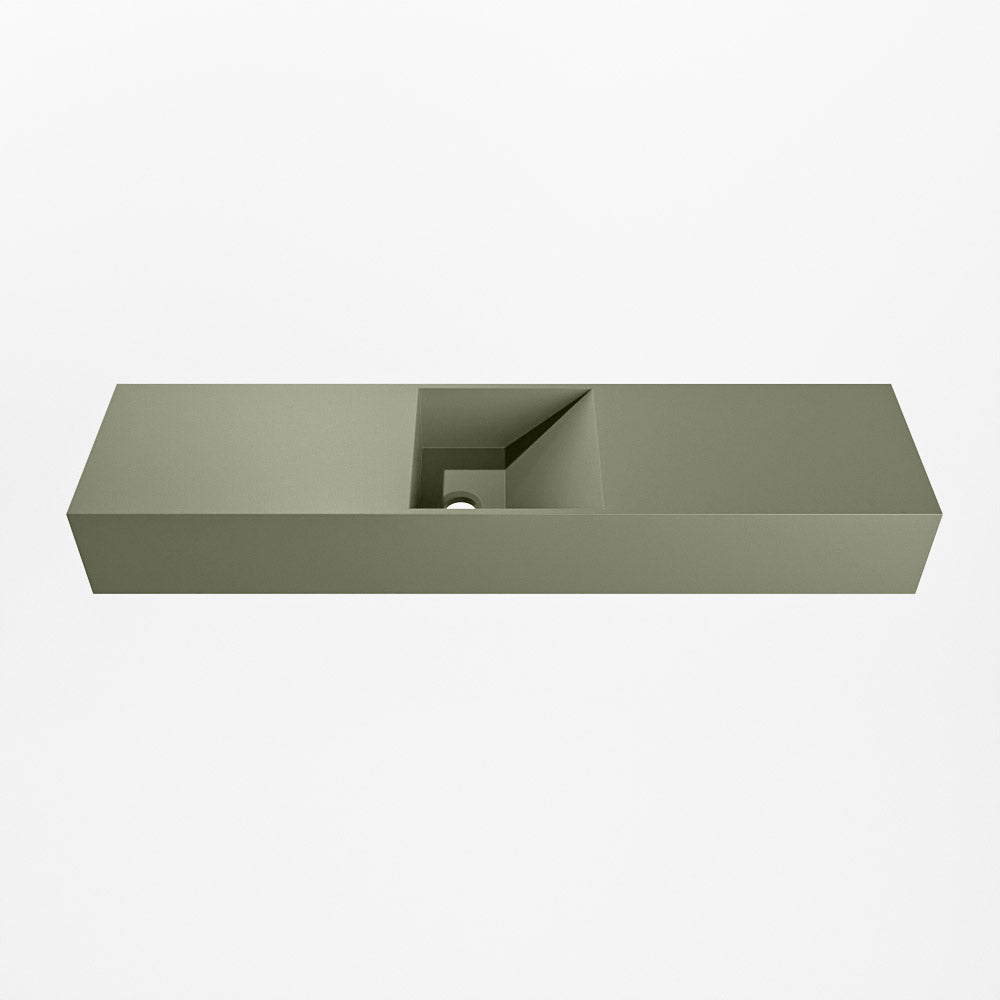 MONDIAZ TYNE 90cm fontein solid surface kleur Army. Positie wastafel midden