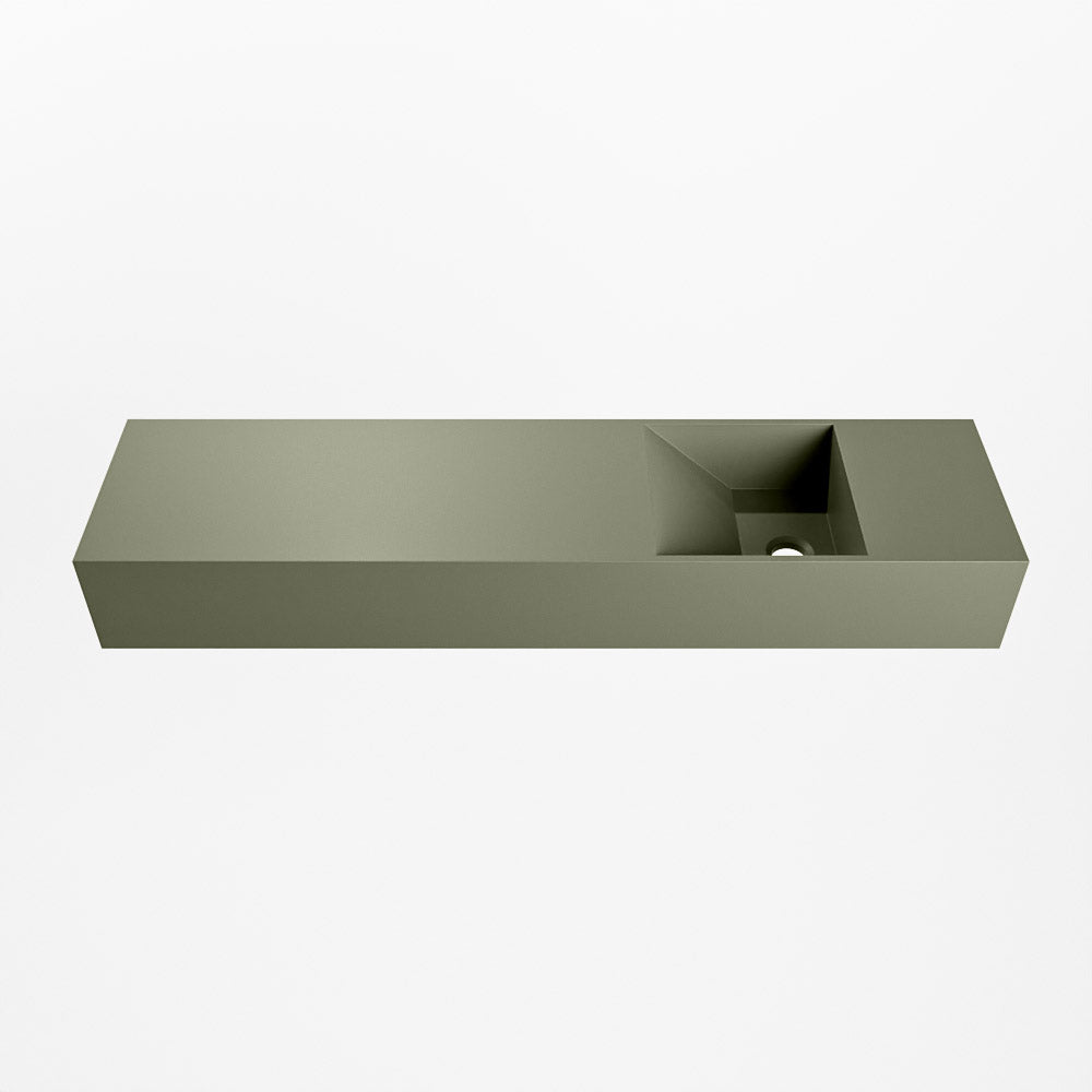 MONDIAZ TYNE 90cm fontein solid surface kleur Army. Positie wastafel rechts