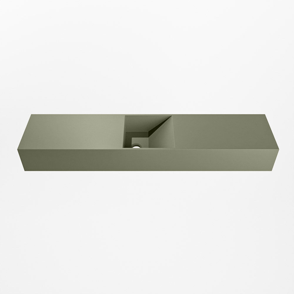 MONDIAZ TYNE 100cm fontein solid surface kleur Army. Positie wastafel midden