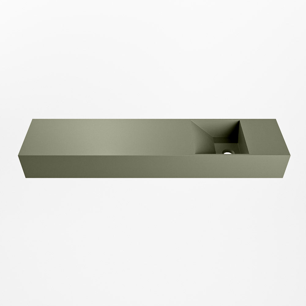 MONDIAZ TYNE 100cm fontein solid surface kleur Army. Positie wastafel rechts