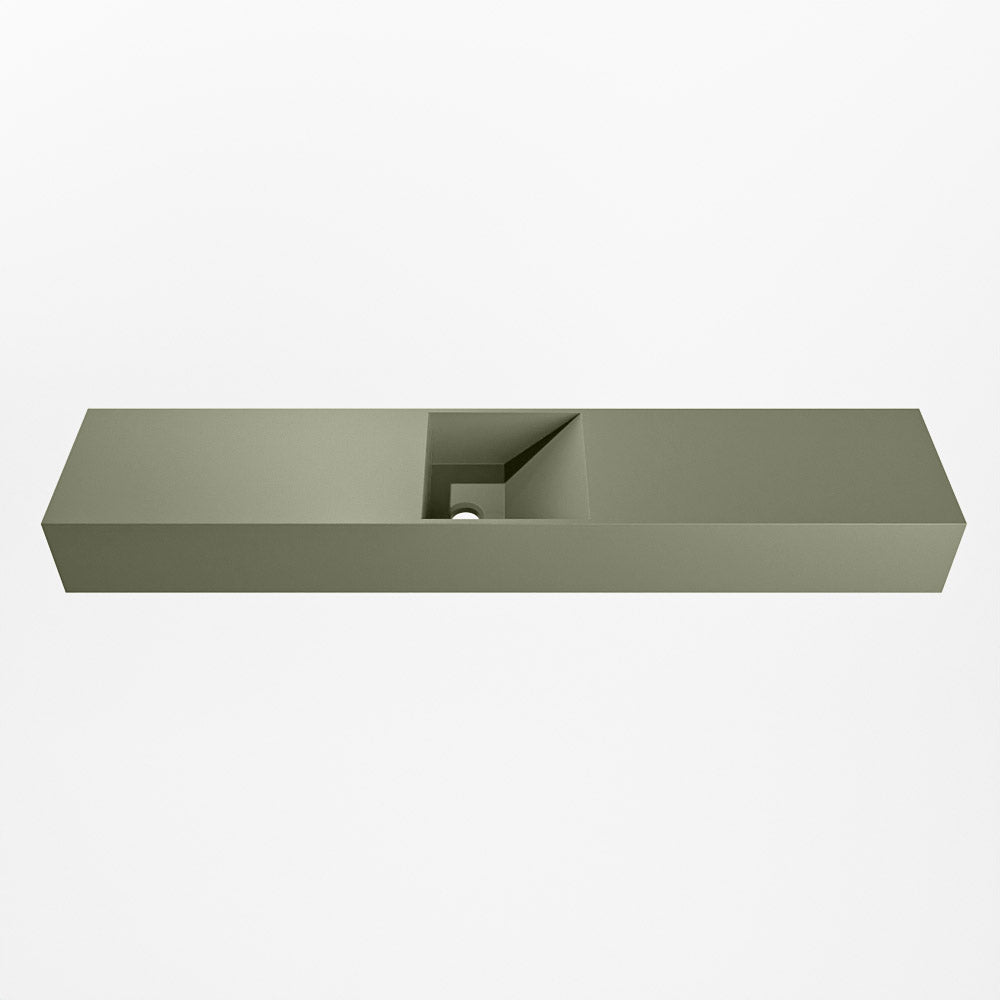 MONDIAZ TYNE 110cm fontein solid surface kleur Army. Positie wastafel midden