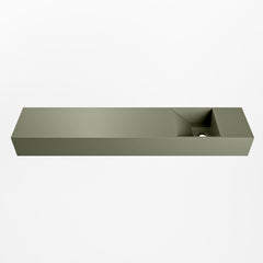 MONDIAZ TYNE 110cm fontein solid surface kleur Army. Positie wastafel rechts