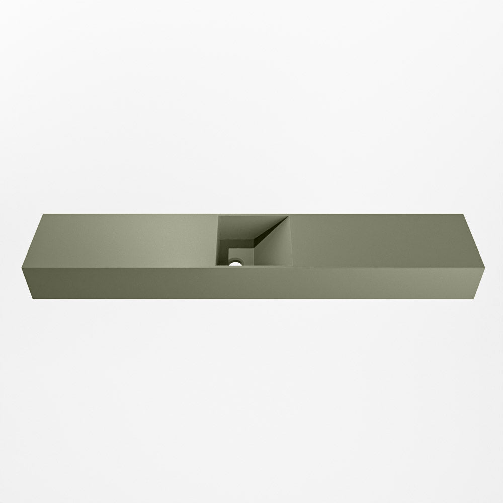 MONDIAZ TYNE 120cm fontein solid surface kleur Army. Positie wastafel midden