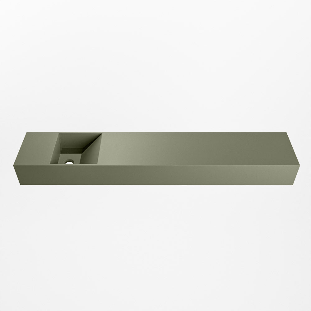 MONDIAZ TYNE 120cm fontein solid surface kleur Army. Positie wastafel links
