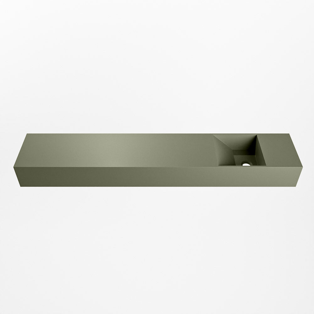 MONDIAZ TYNE 120cm fontein solid surface kleur Army. Positie wastafel rechts