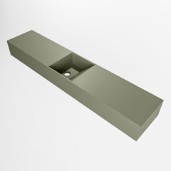 MONDIAZ TYNE 110cm fontein solid surface kleur Army. Positie wastafel midden