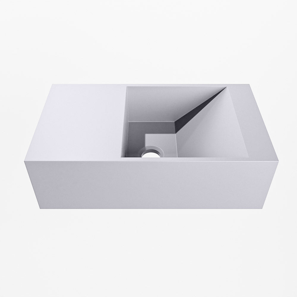 MONDIAZ TYNE 40cm fontein solid surface kleur Cale. Positie wastafel links