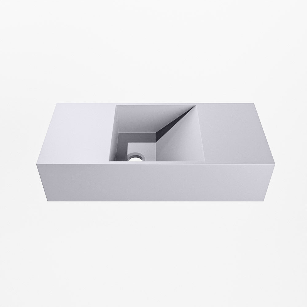 MONDIAZ TYNE 50cm fontein solid surface kleur Cale. Positie wastafel links