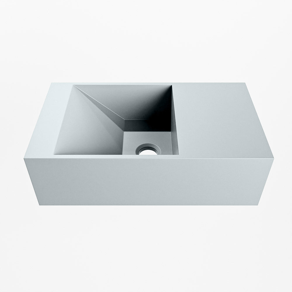 MONDIAZ TYNE 40cm fontein solid surface kleur Clay. Positie wastafel rechts