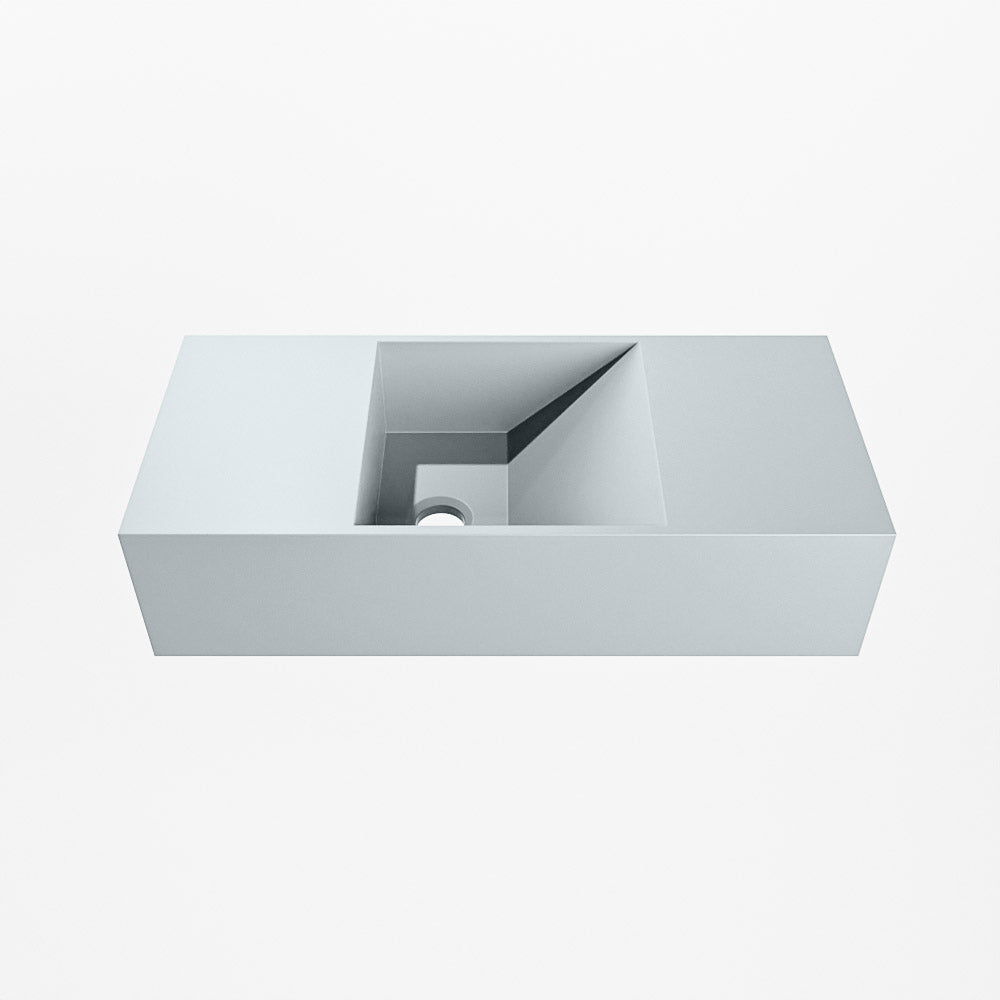 MONDIAZ TYNE 50cm fontein solid surface kleur Clay. Positie wastafel links