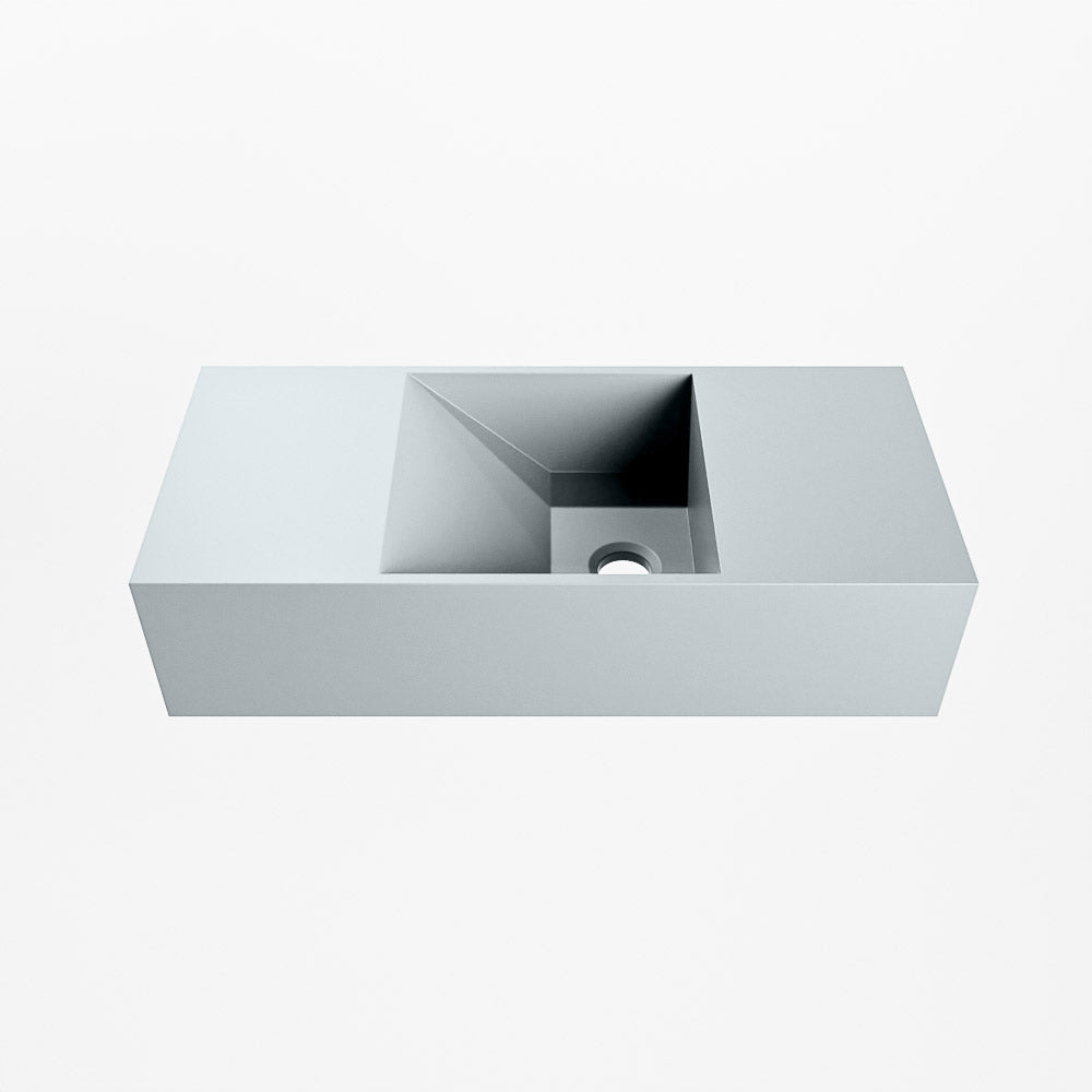 MONDIAZ TYNE 50cm fontein solid surface kleur Clay. Positie wastafel rechts