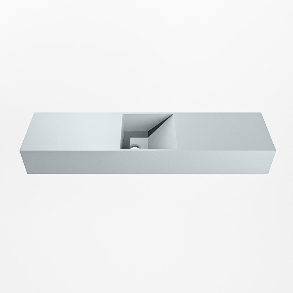 MONDIAZ TYNE 90cm fontein solid surface kleur Clay. Positie wastafel midden