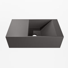 MONDIAZ TYNE 40cm fontein solid surface kleur Dark Grey. Positie wastafel links