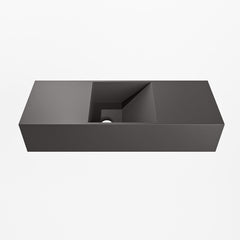 MONDIAZ TYNE 60cm fontein solid surface kleur Dark Grey. Positie wastafel midden