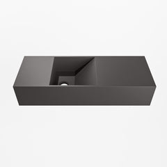 MONDIAZ TYNE 60cm fontein solid surface kleur Dark Grey. Positie wastafel links